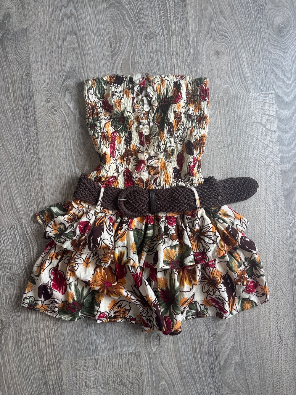 Y2K Chesley Floral Tube Top Ruffle Mini Dress